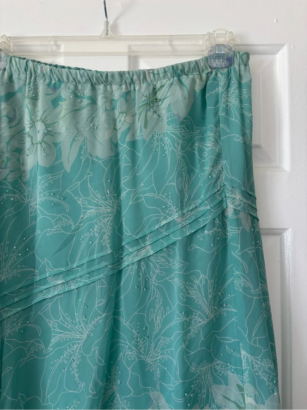 Vintage Adrianna Papell 100% Silk Floral Handkerchief Hem Skirt - Size 14